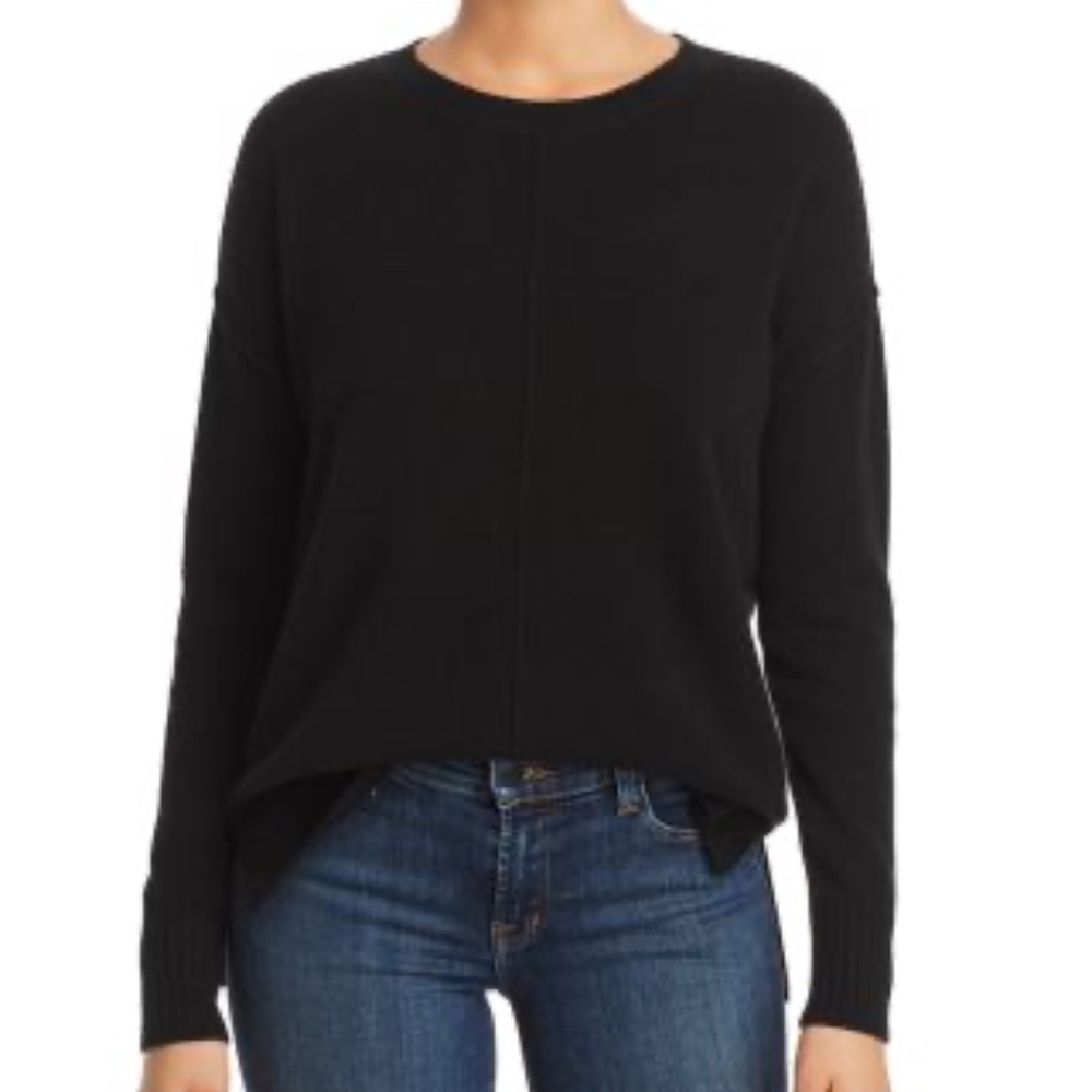 C By Bloomingdale'sHigh/low Cashmere Crewneck Sweater Black in XL